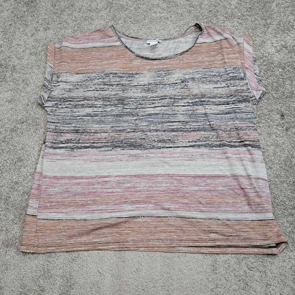 Collection L Womens Plus Size 20 Multicolor Striped Short Sleeve Knit Top 7201